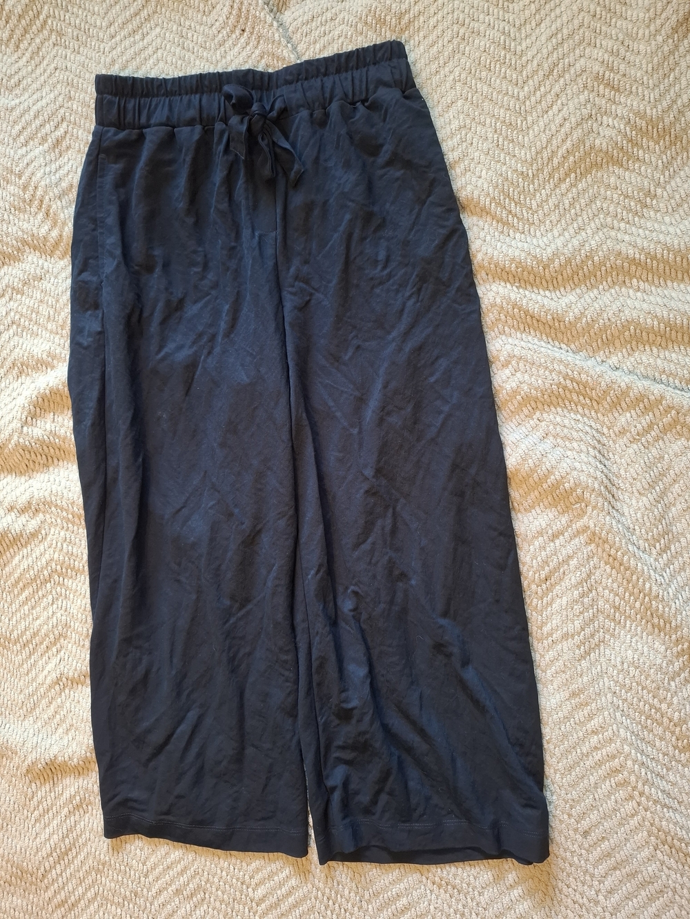 Reitmans Womans Signature Navy Wide-Leg Pant Size 2 Regular Drawstring Waist